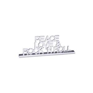 NEW INSPIRED GENERATIONS peace, love & rock n roll decorative sign in silver